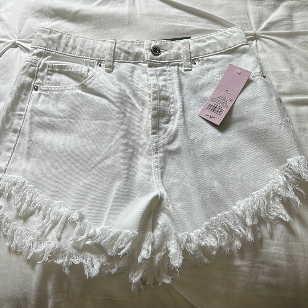 white denim shorts